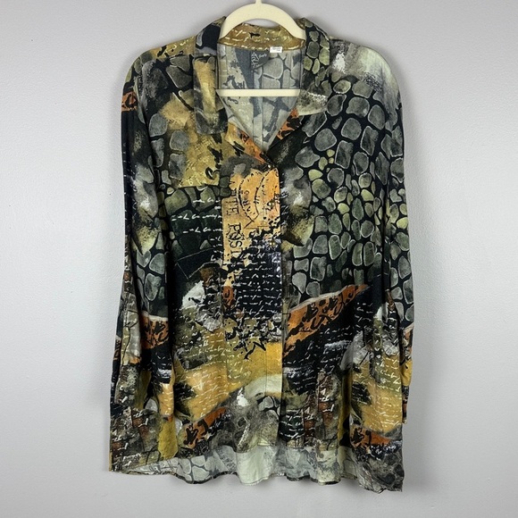 Simply Arts by Dolcezza Graphic Artistic Long Sleeve Tunic Blouse Size XXL - Picture 2 of 14